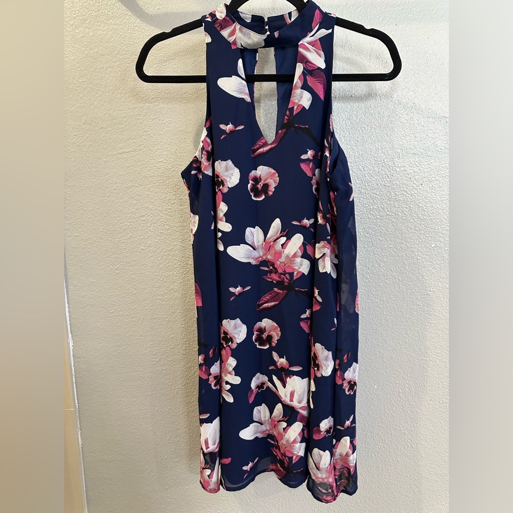 3 for $10. Floral Sleeveless Dress - Navy and Pink